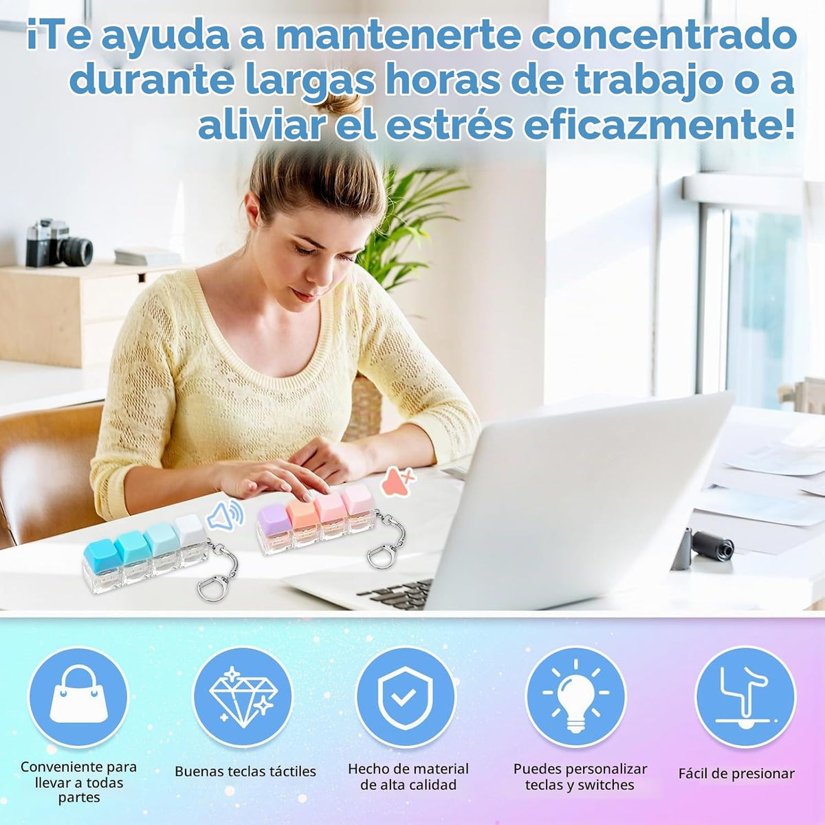 Juguete sensorial de clicker con teclado, 2 piezas, juguete para an...