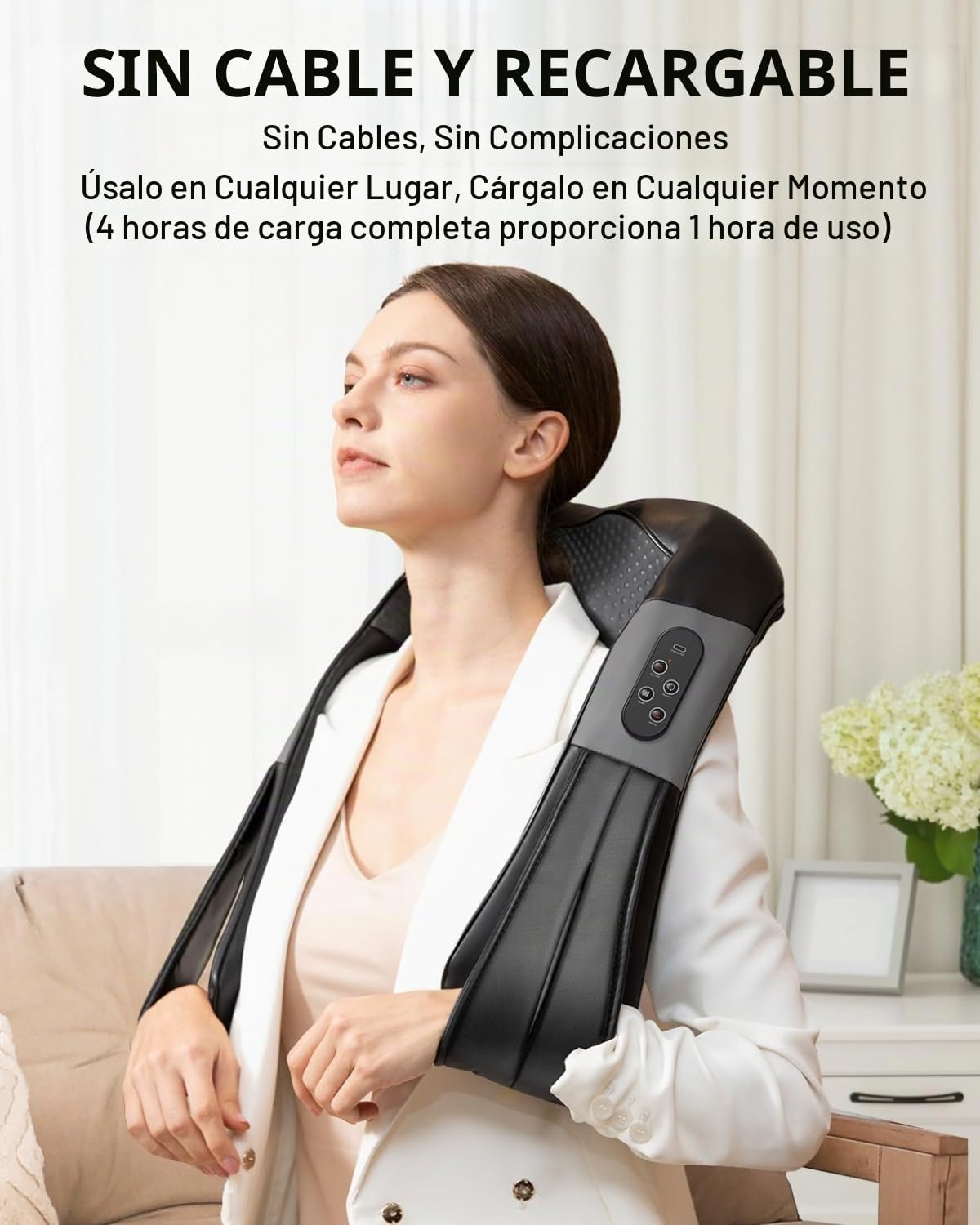 Nekteck Masajeador inalámbrico de cuello y espalda con calor relaja...
