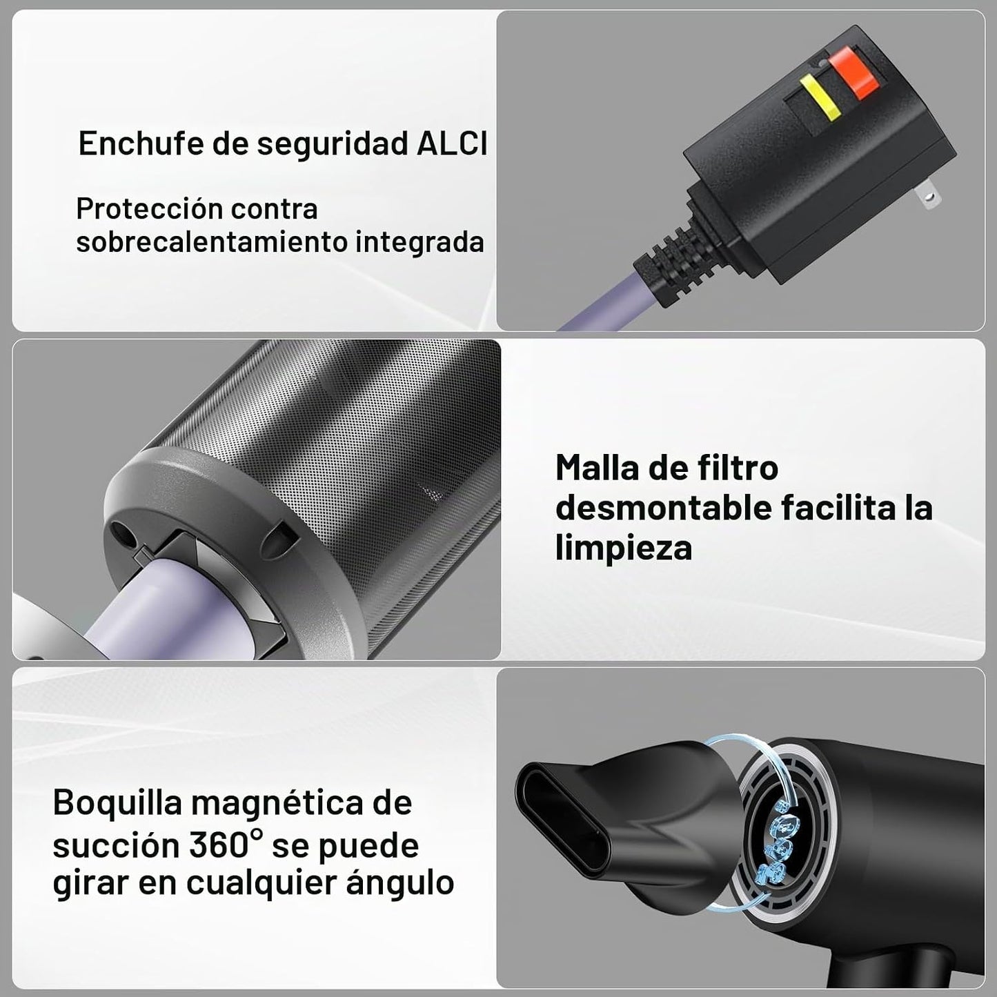 Secador de pelo iónico negativo de alta velocidad con motor sin esc...