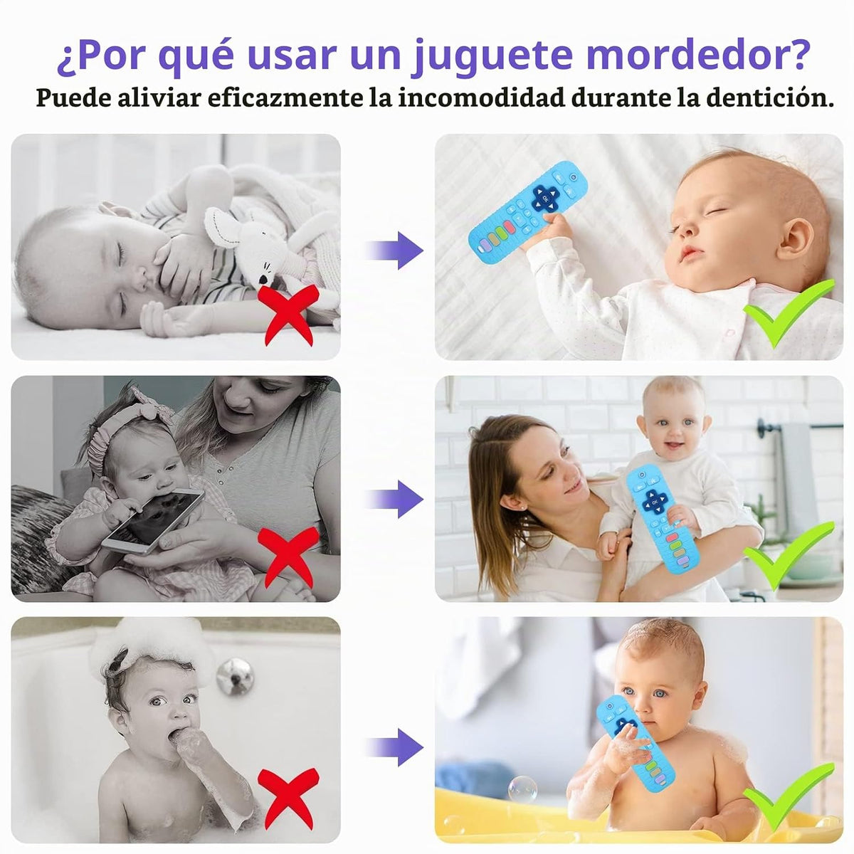 Chuya Mordedores remotos de silicona para bebés, juguetes para dent...