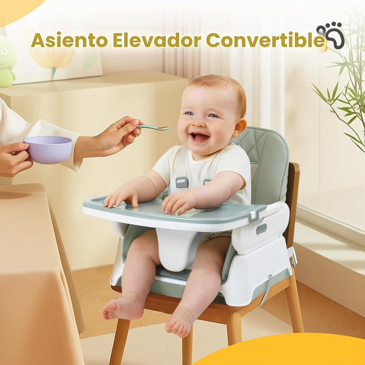 JOYMOR Silla alta 5 en 1 para bebés y niños pequeños, silla alta co...