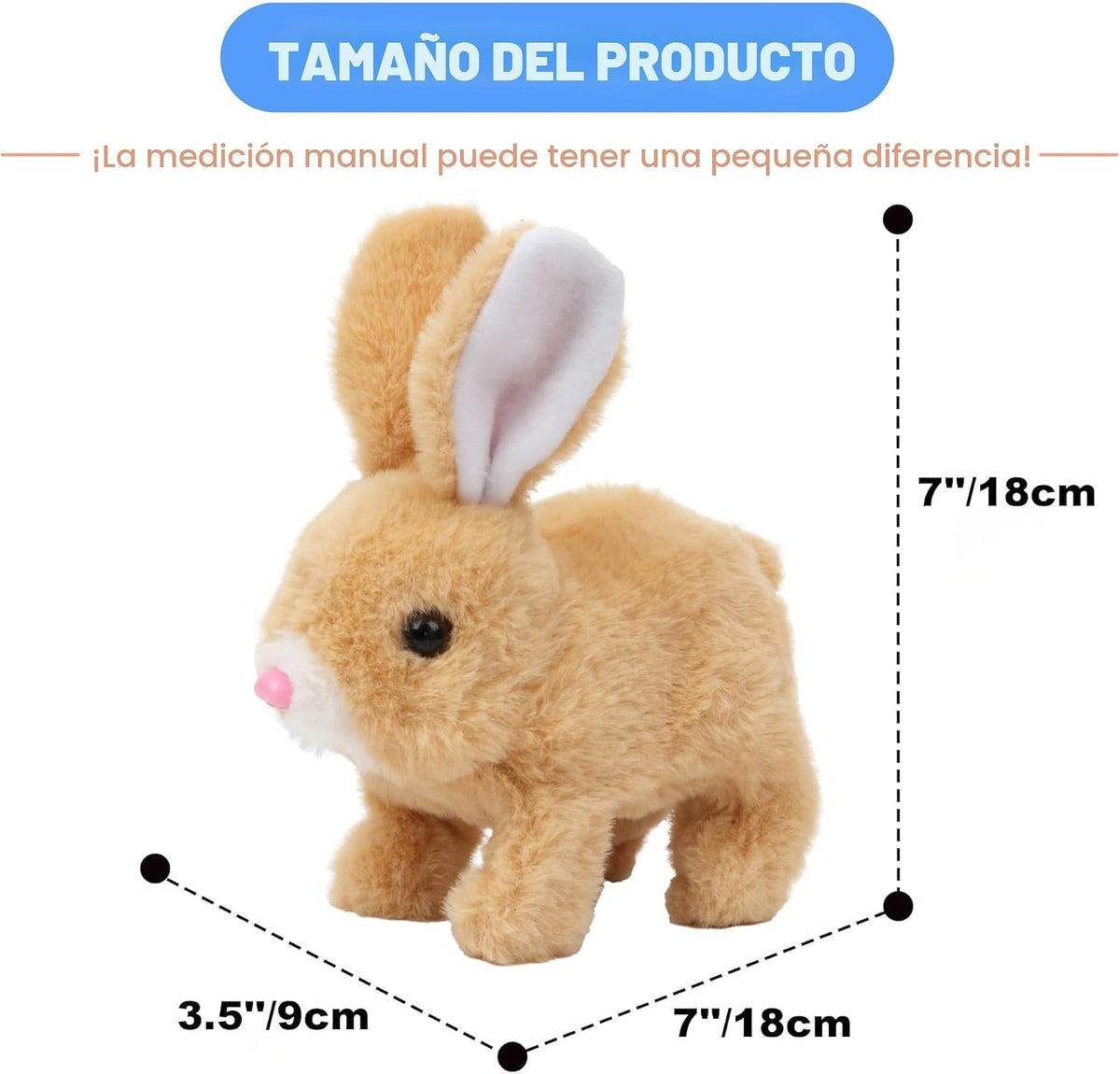 Zloeoa Conejito de peluche de peluche, juguete electrónico interact...