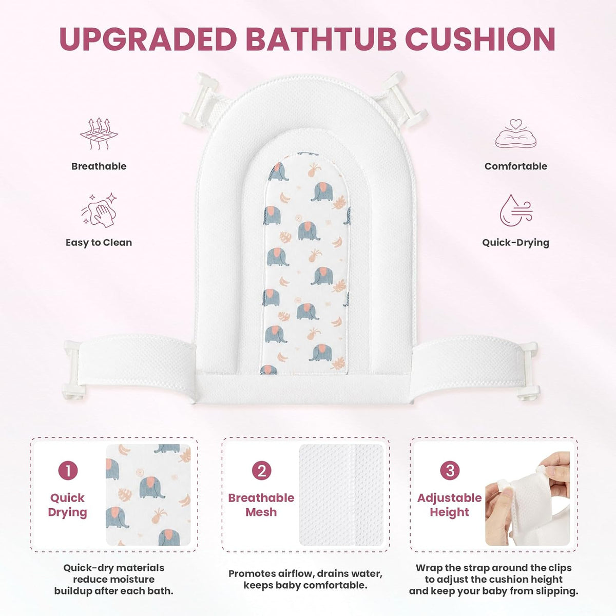 Bañera plegable para bebé con cojín suave y termómetro, para recién...