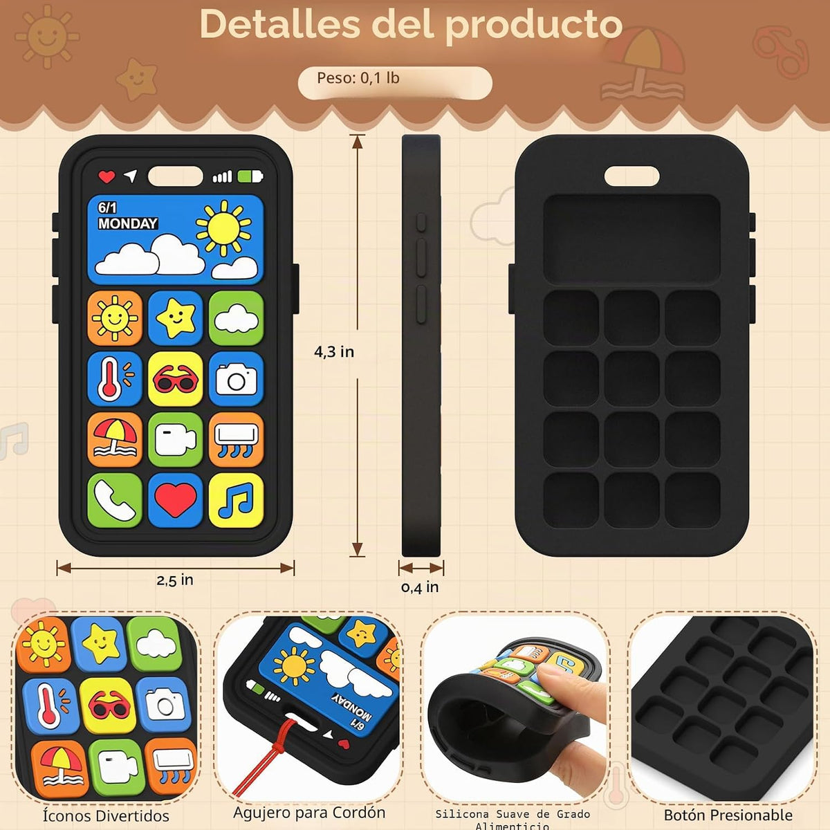 Juguetes de dentición para bebés de silicona para bebés de más de 3...