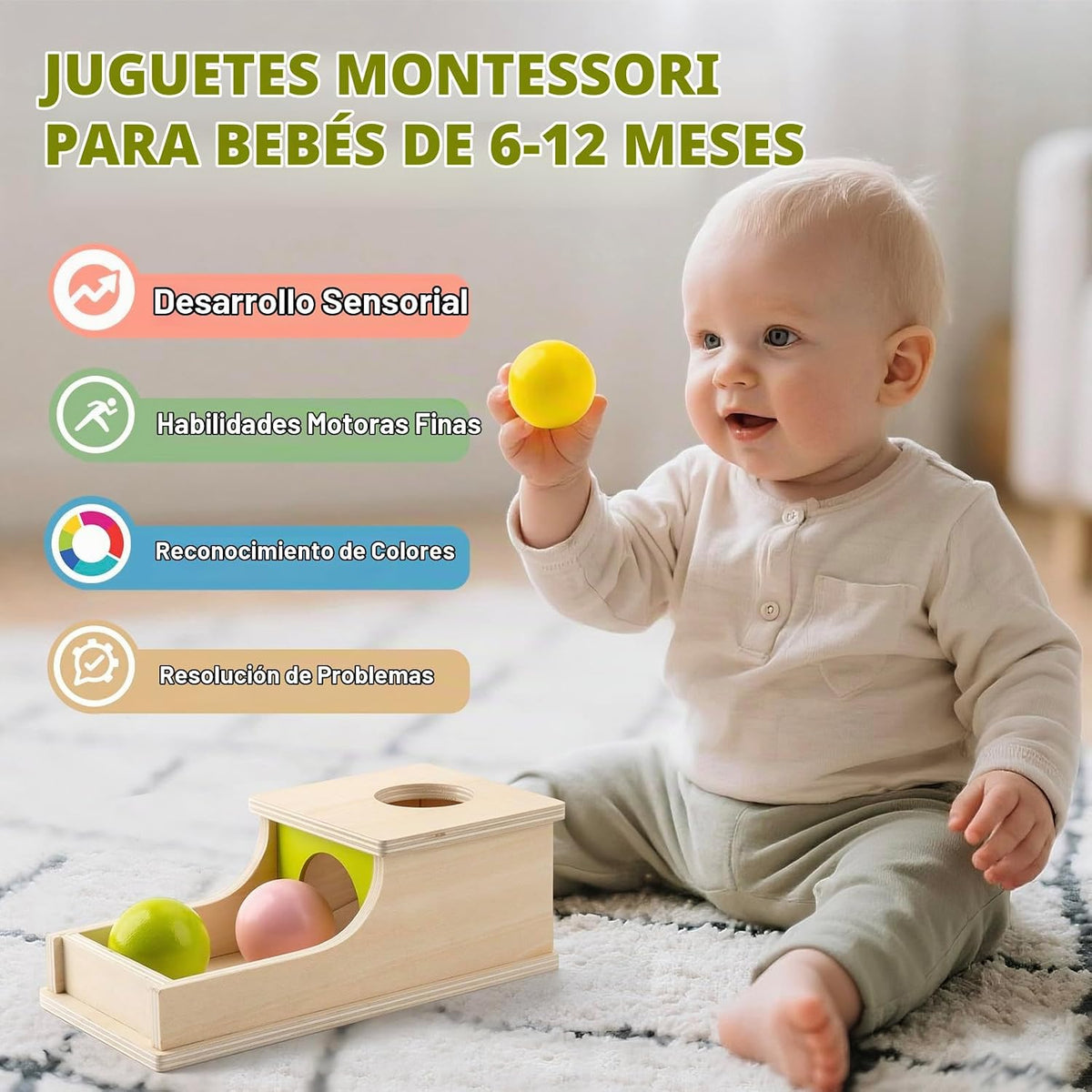 Juguetes Montessori para niños de 6 meses, caja de permanencia de o...