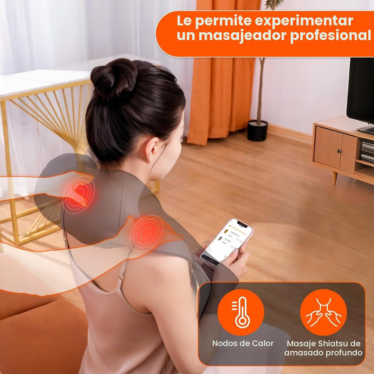AMZPONY® Masajeador de cuello inalámbrico para aliviar el dolor de...