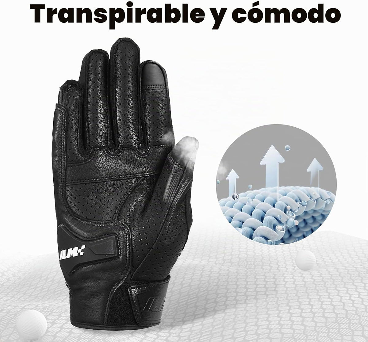 ILM Guantes de Cuero de Piel de Cabra para Motocicleta y Moto Depor...