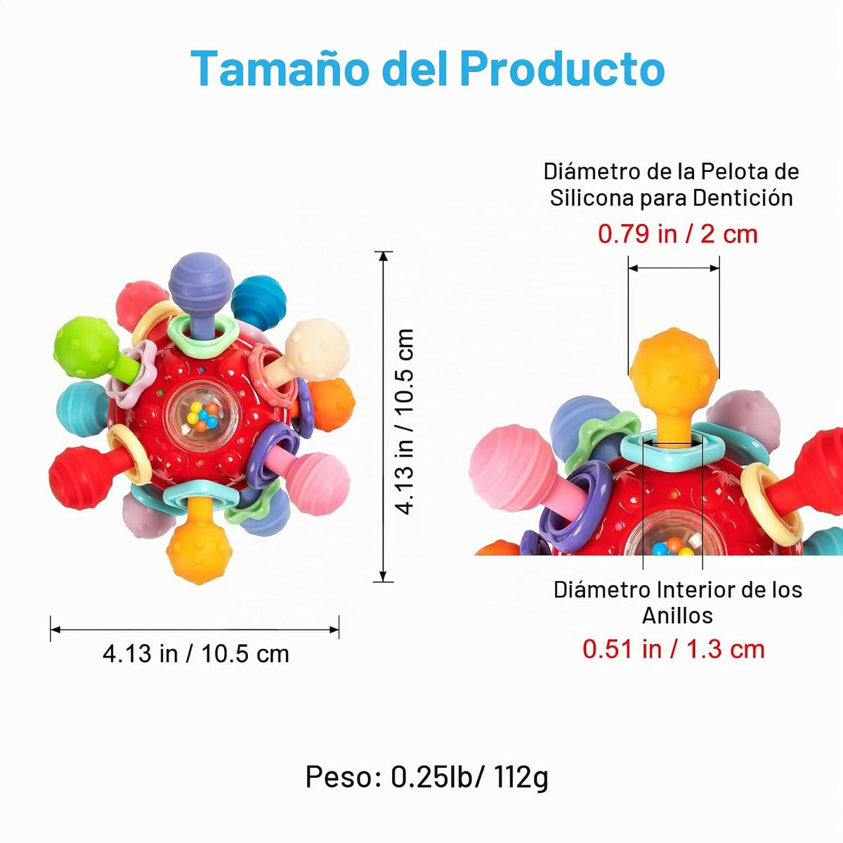 Juguetes Sensoriales Montessori para Bebés de 0-6 6-12 Meses, Morde...
