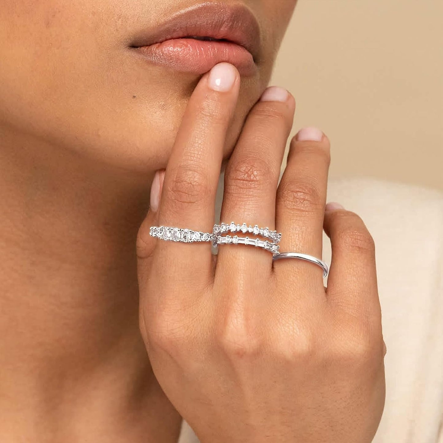 TOBENY Anillos de oro apilables para mujer sin deslustre, delicados...