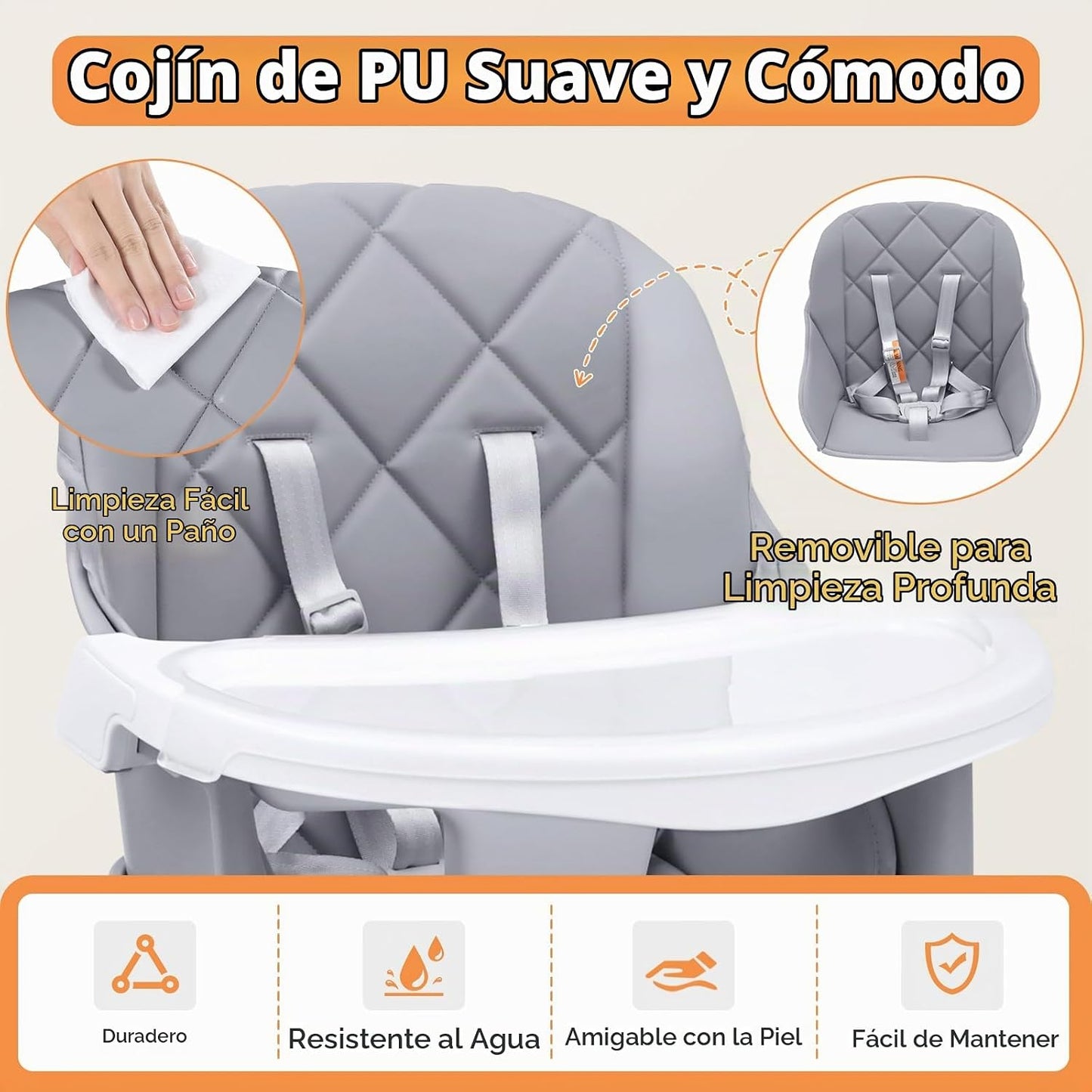 Silla alta Babyliebe para bebé, silla alta de madera convertible 8...