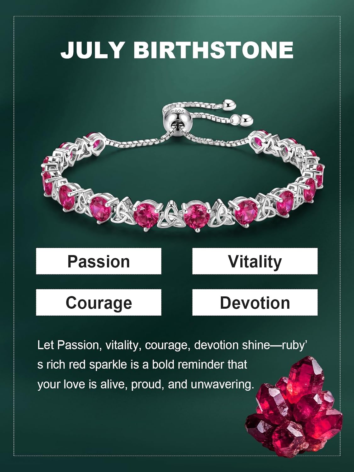 ETERMBOL Pulsera de tenis de piedra natal para mujer, pulsera de pl...