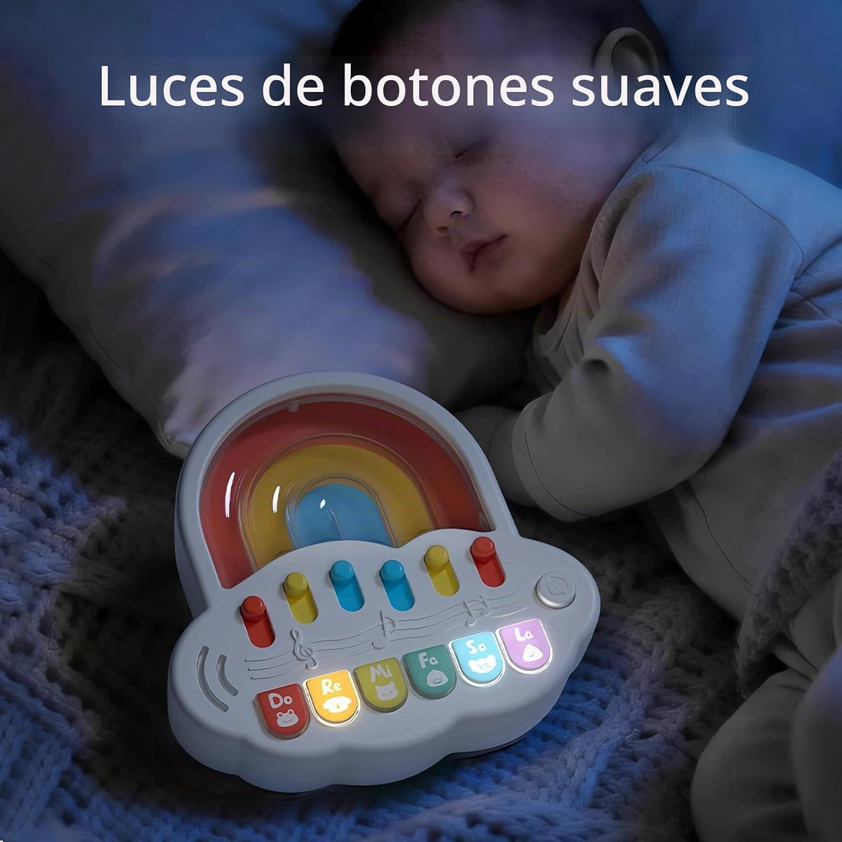 Piano de juguete para bebés de 6 a 12 meses, teclado de música ilum...