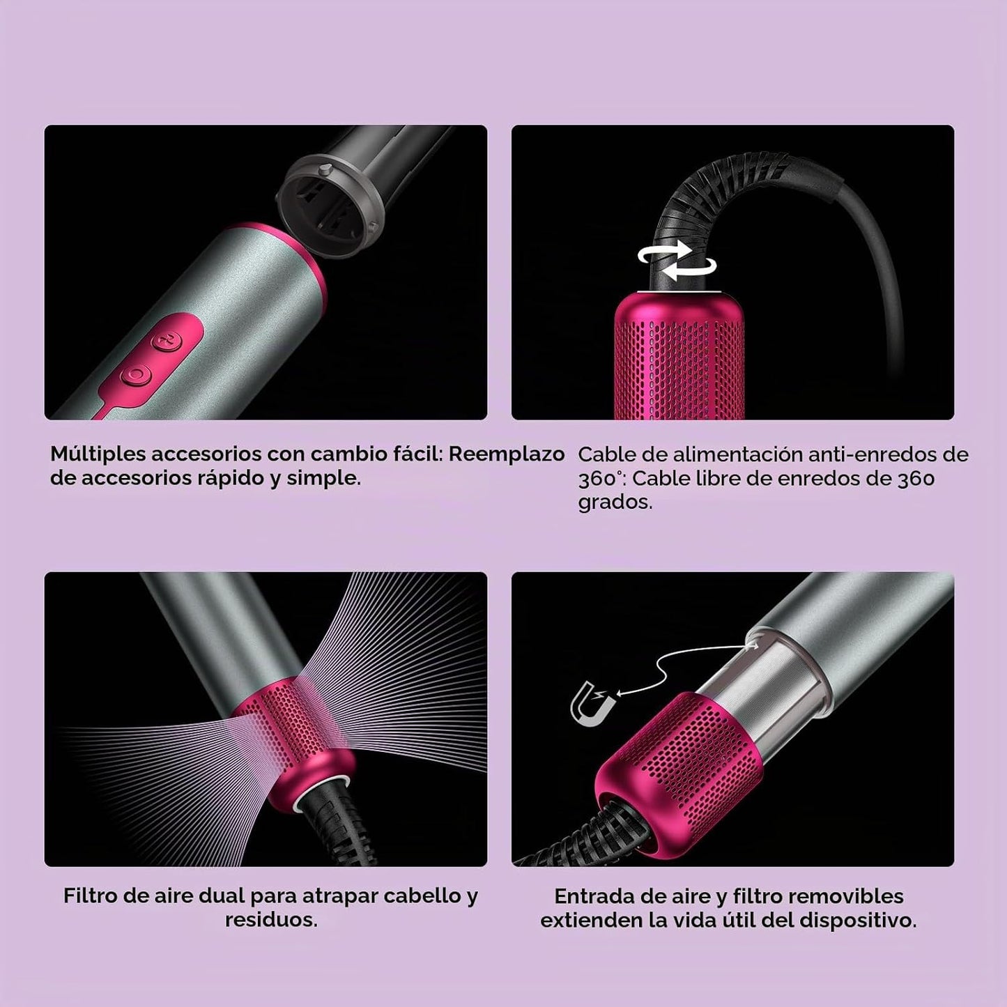 Cweixi - Juego de cepillos para secador de pelo 7 en 1, estilizador...