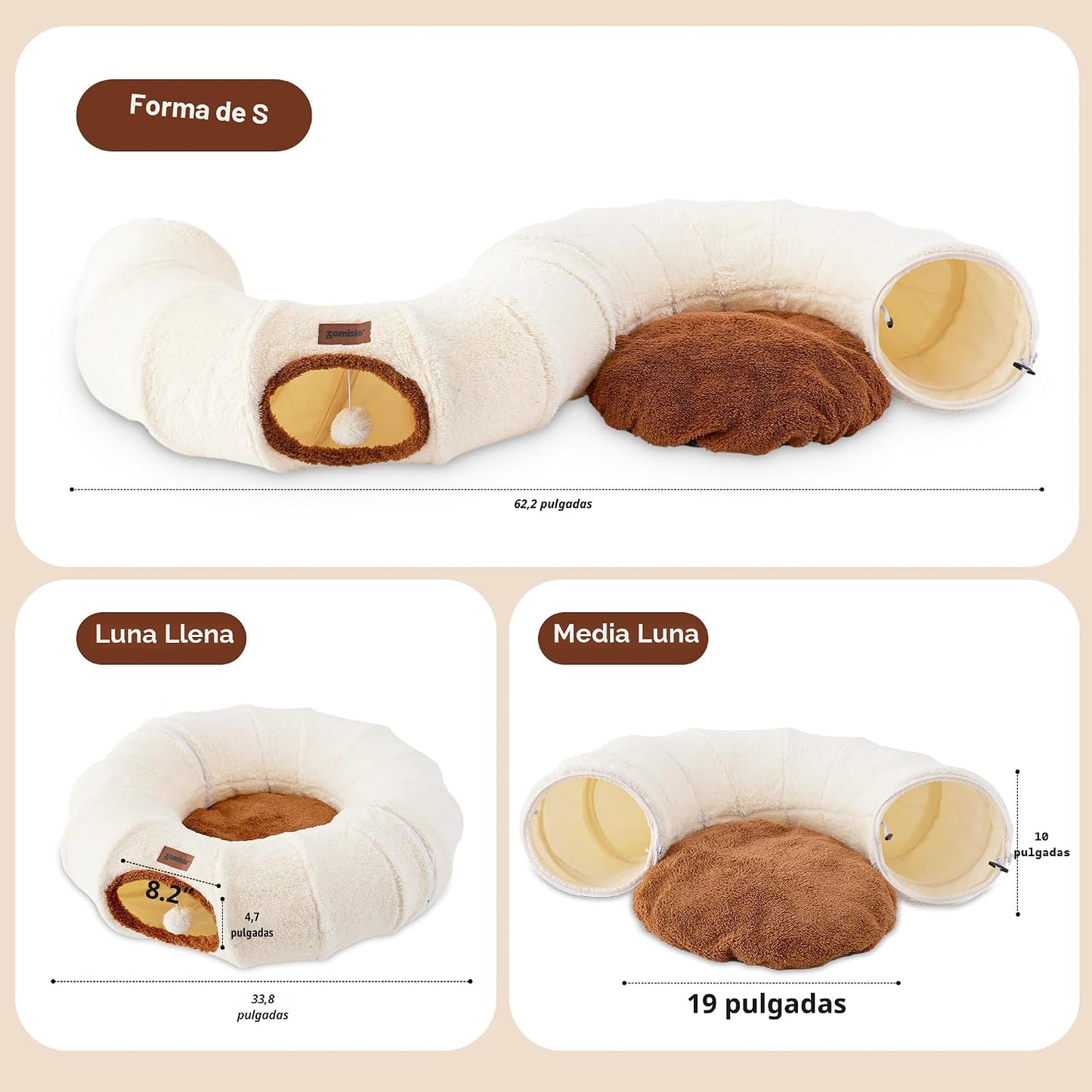 ZOMISIA Peekaboo - Cama de túnel para gatos de interior, lindo túne...