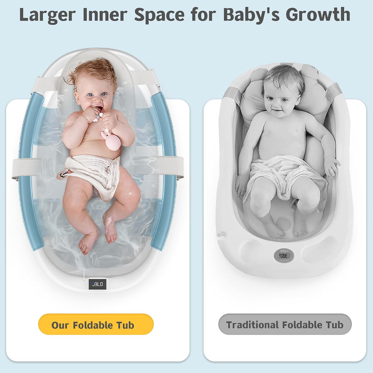 Bañera plegable para recién nacidos a niños pequeños de 0 a 36 mese...