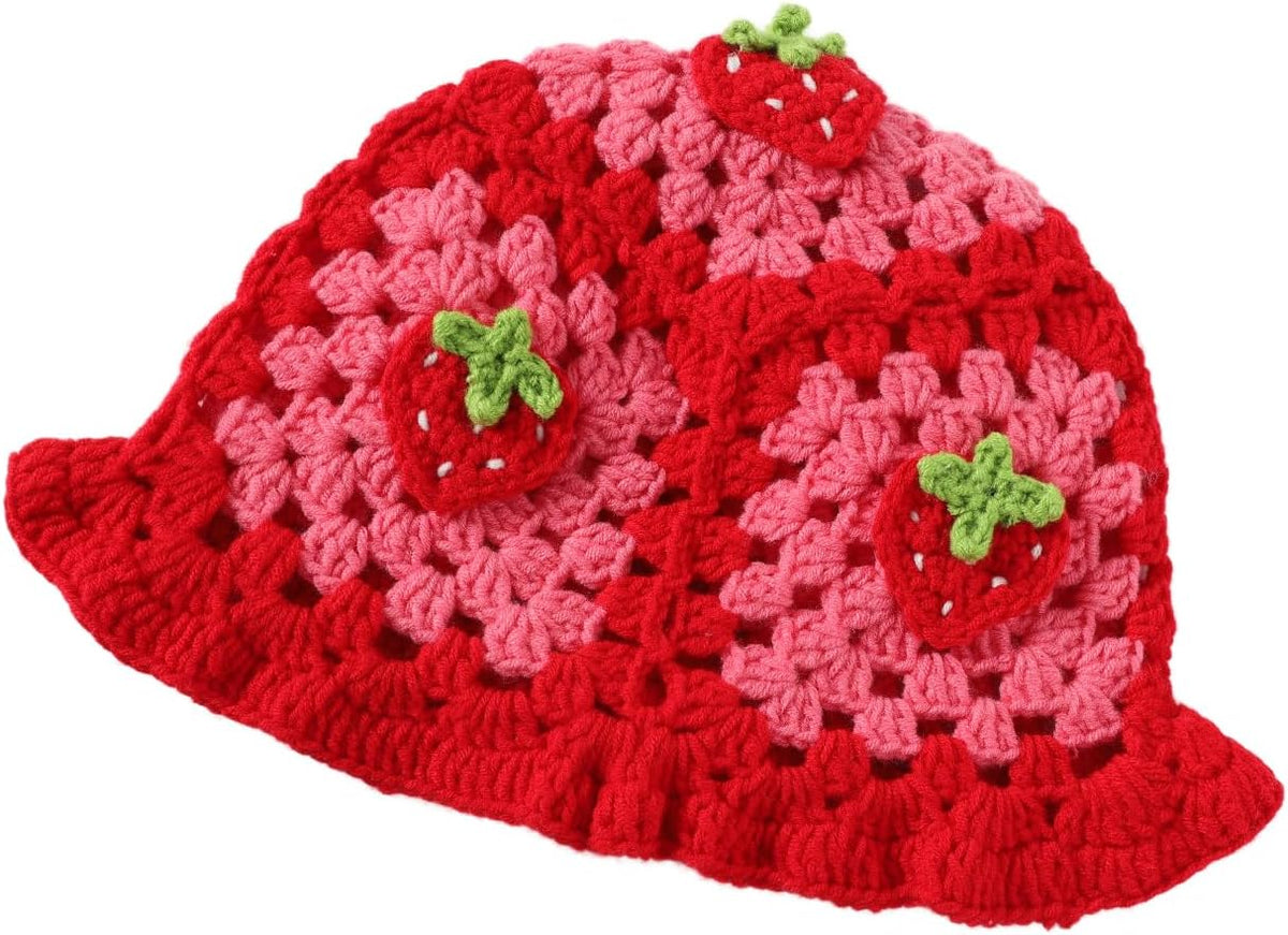 Fiewmay Sombrero de pescador de ganchillo para mujer, hecho a mano,...