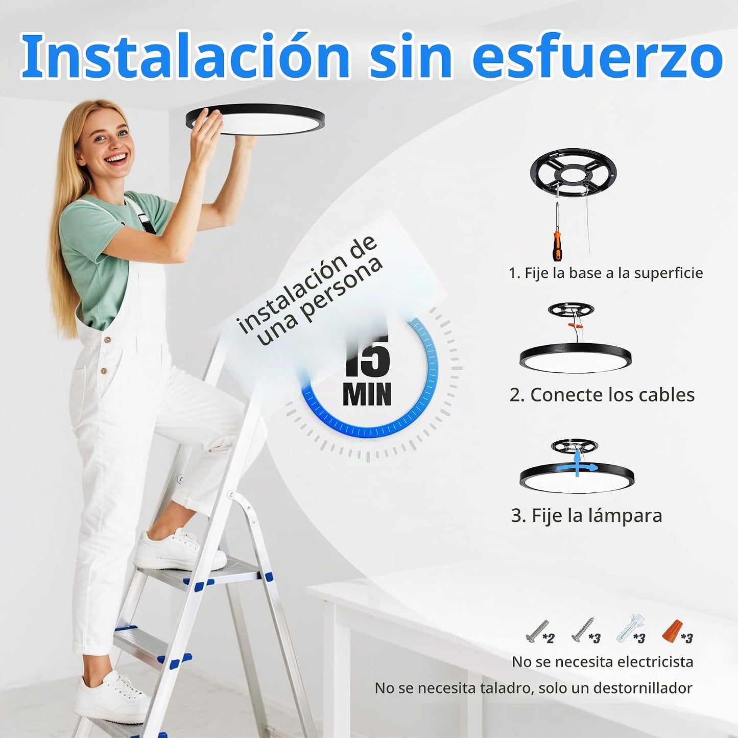 Laiyidia Paquete de 6 lámparas de techo LED ultra finas de 12 pulga...