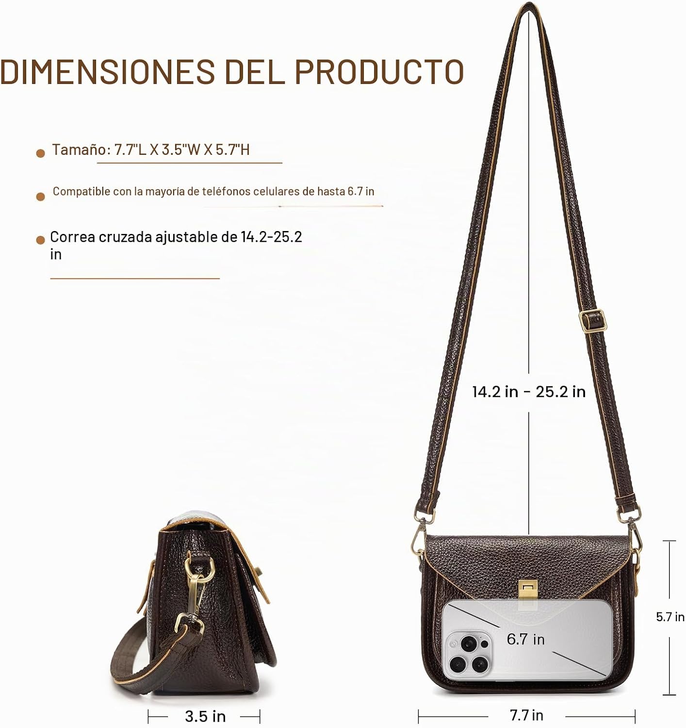 UEIRY Bolsos bandolera de cuero genuino para mujer, bolsos cruzados...