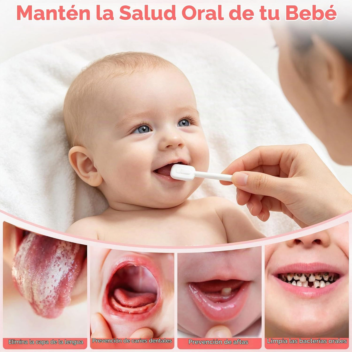 Limpiador de lengua para bebés, cepillo de dientes para recién naci...