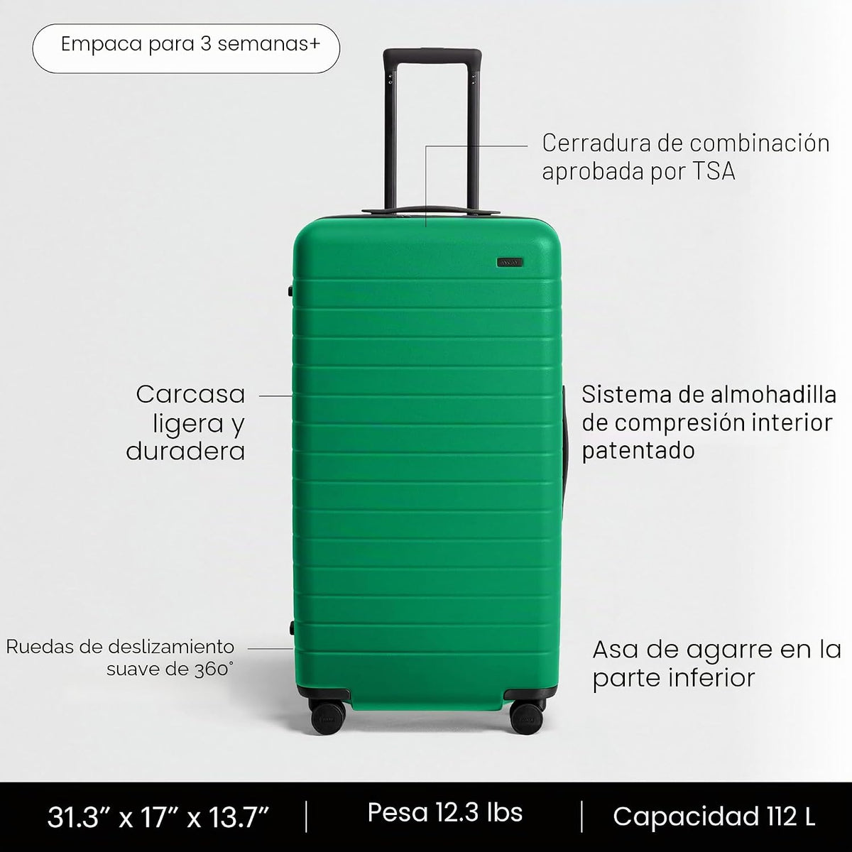 Away Maleta comprobada, Verde palmera, Moderno | Maleta ligera y du...