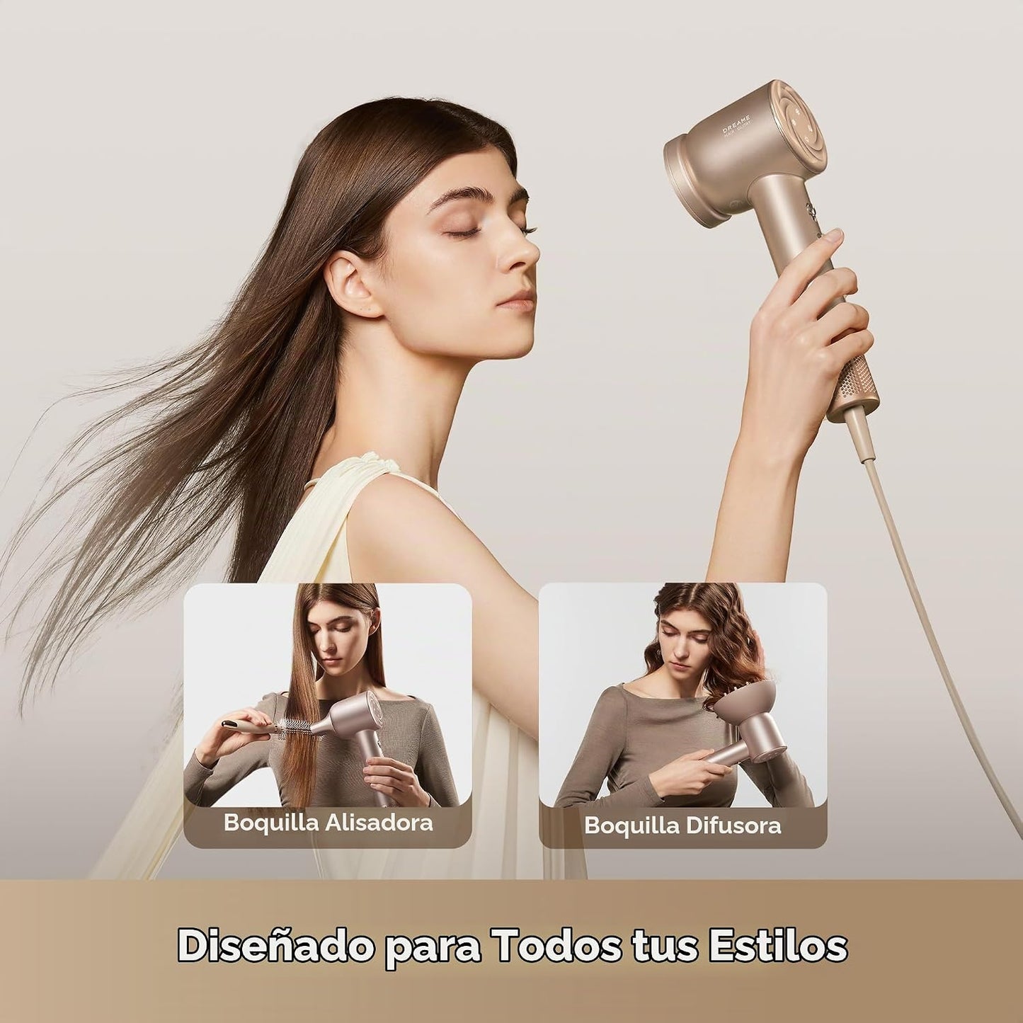 Dreame Glory Mix Secador de pelo de alta velocidad, doble voltaje,...