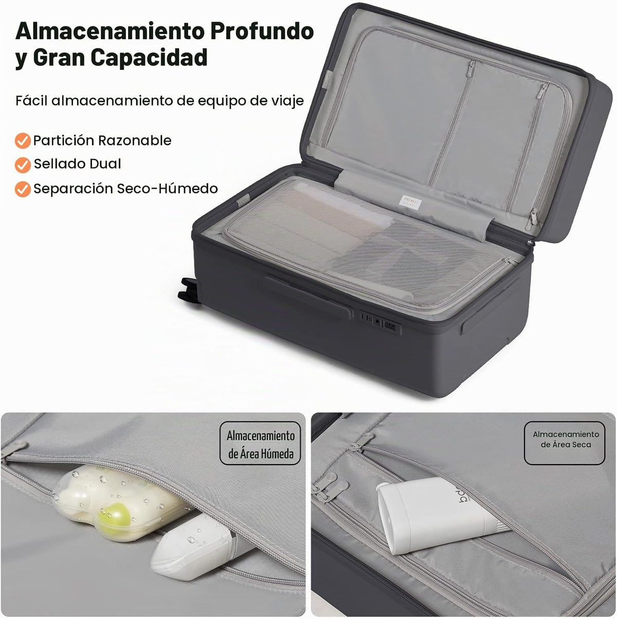 Maleta Grande de Equipaje mixi PC de Carcasa Dura con Ruedas Girato...