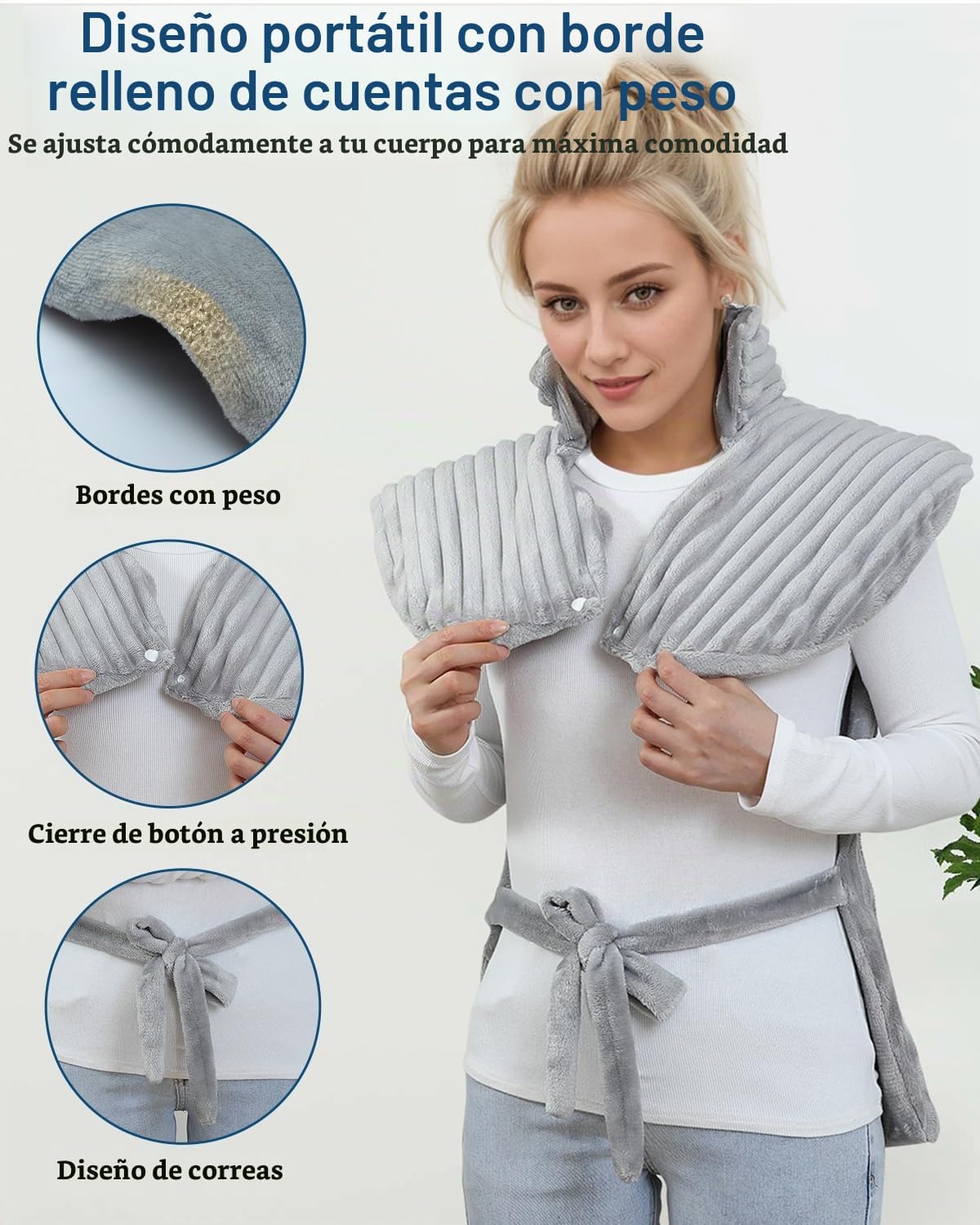 Dowin Almohadilla térmica de masaje para cuello y hombros, almohadi...