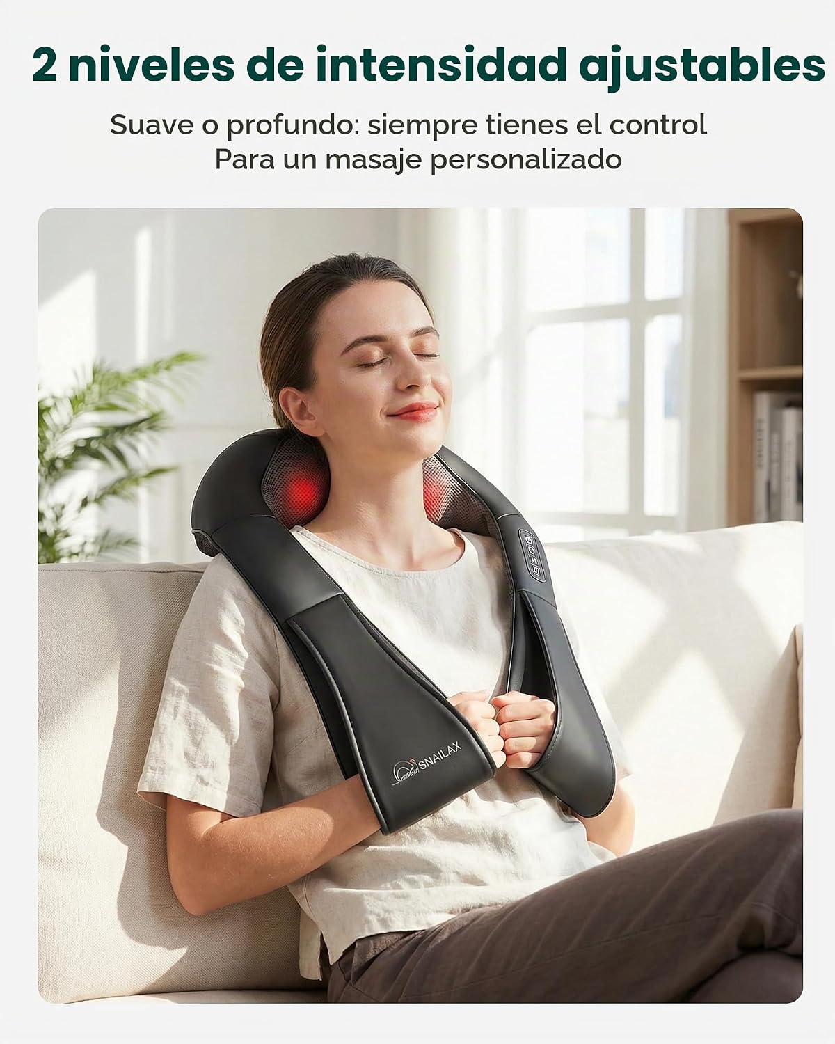 Snailax Shiatsu Masajeador de cuello con calor, hombros y espalda |...