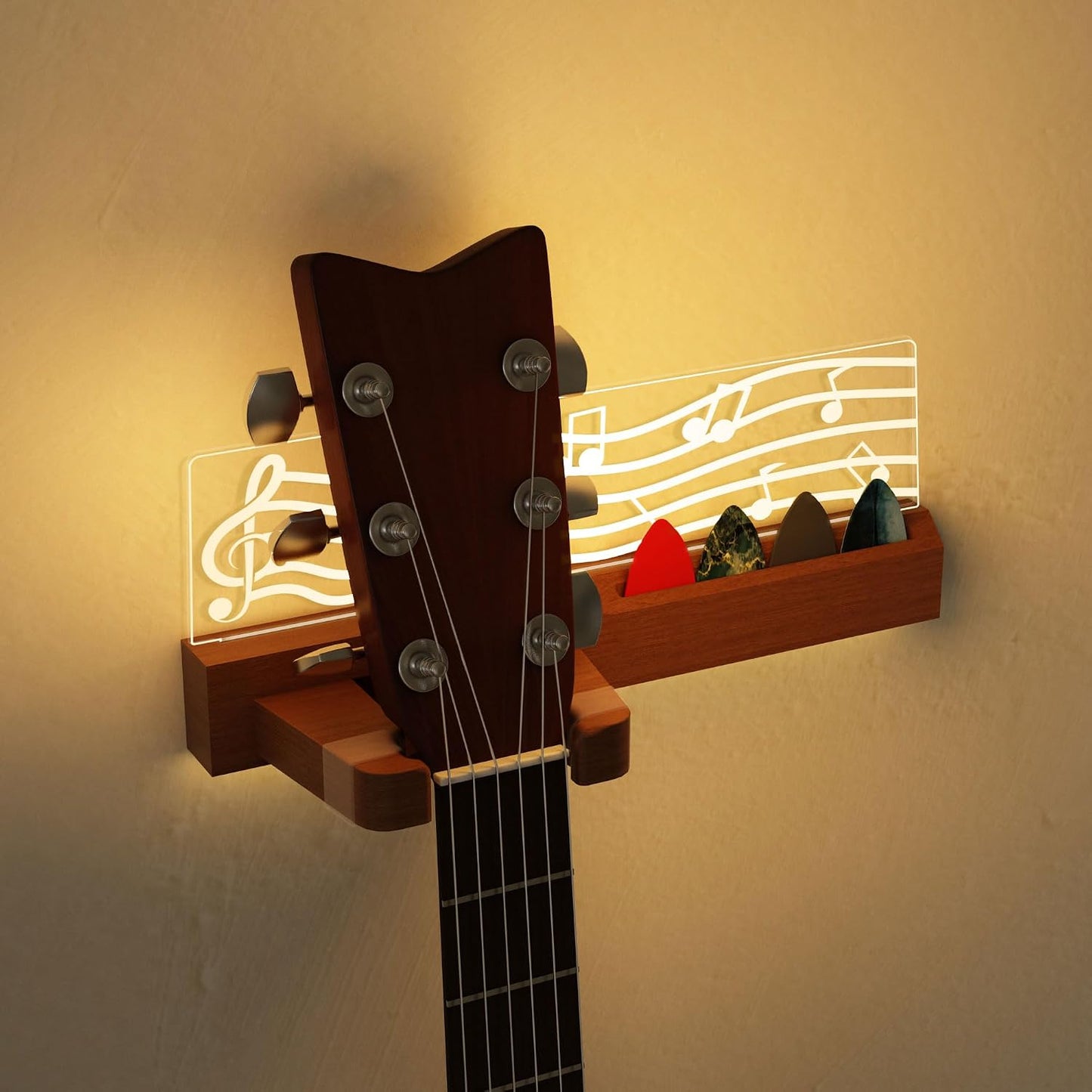 CoolGift Mart Soporte de pared para guitarra con luces LED, accesor...