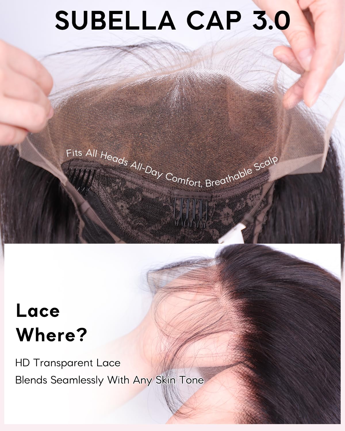 Subella 12A pelucas de encaje frontal HD de cabello humano con líne...