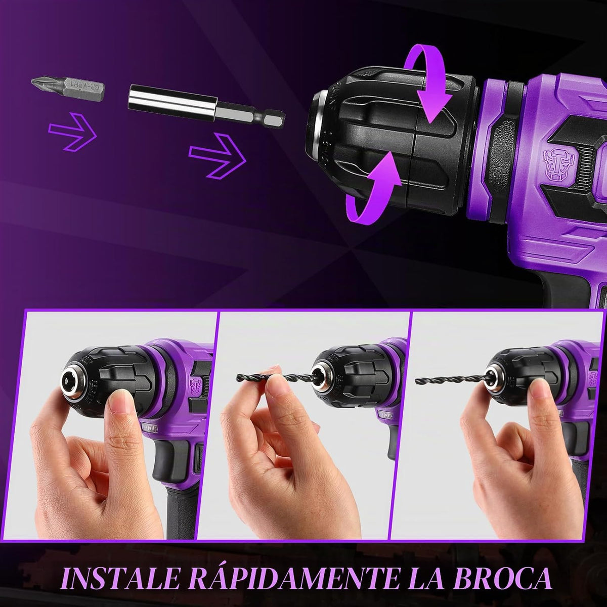 Taladro inalámbrico: DEKOPRO Juego de taladro eléctrico de 12 V, ta...