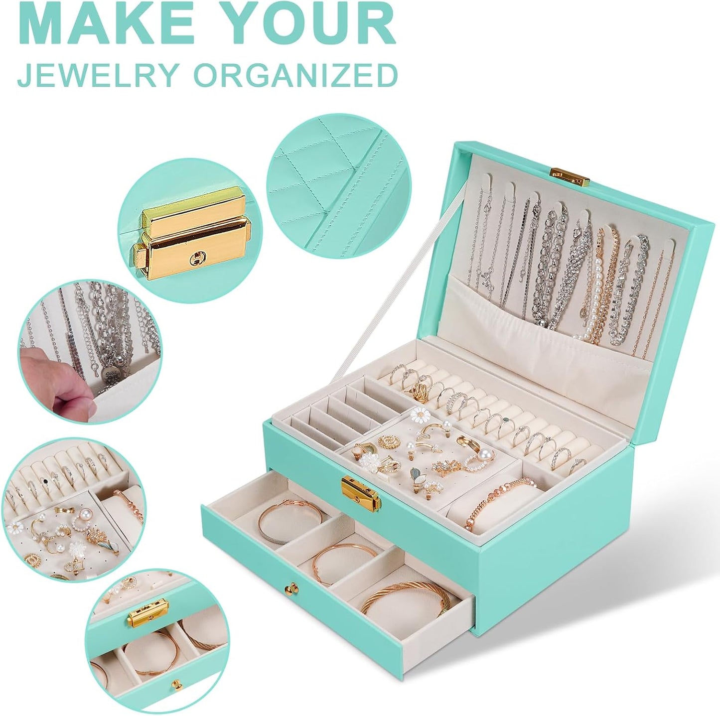 GUOER Joyero para mujeres, niñas y esposas, organizador de joyas gr...