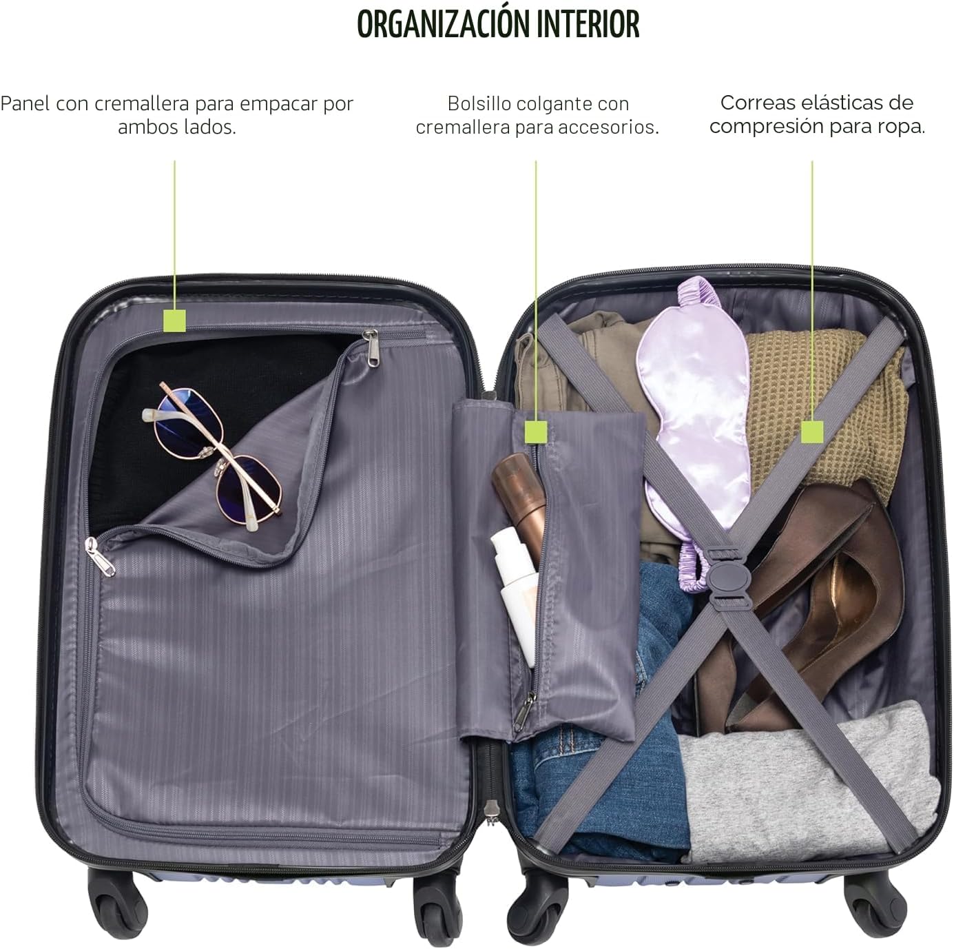 Kenneth Cole REACTION maleta ligera de rueda giratoria de 4 ruedas...