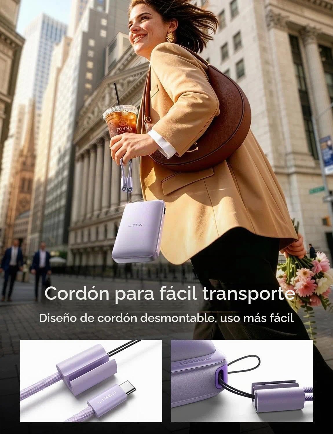 LISEN Cargador portátil magnético para iPhone 10000mAh | QI2.2 Carg...