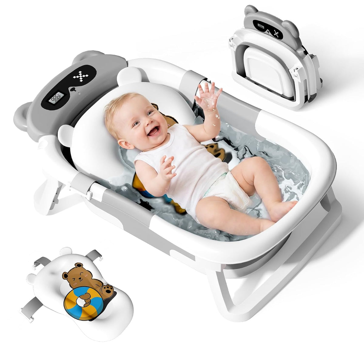Kerbwry Bañera plegable para bebés recién nacidos y niños pequeños...