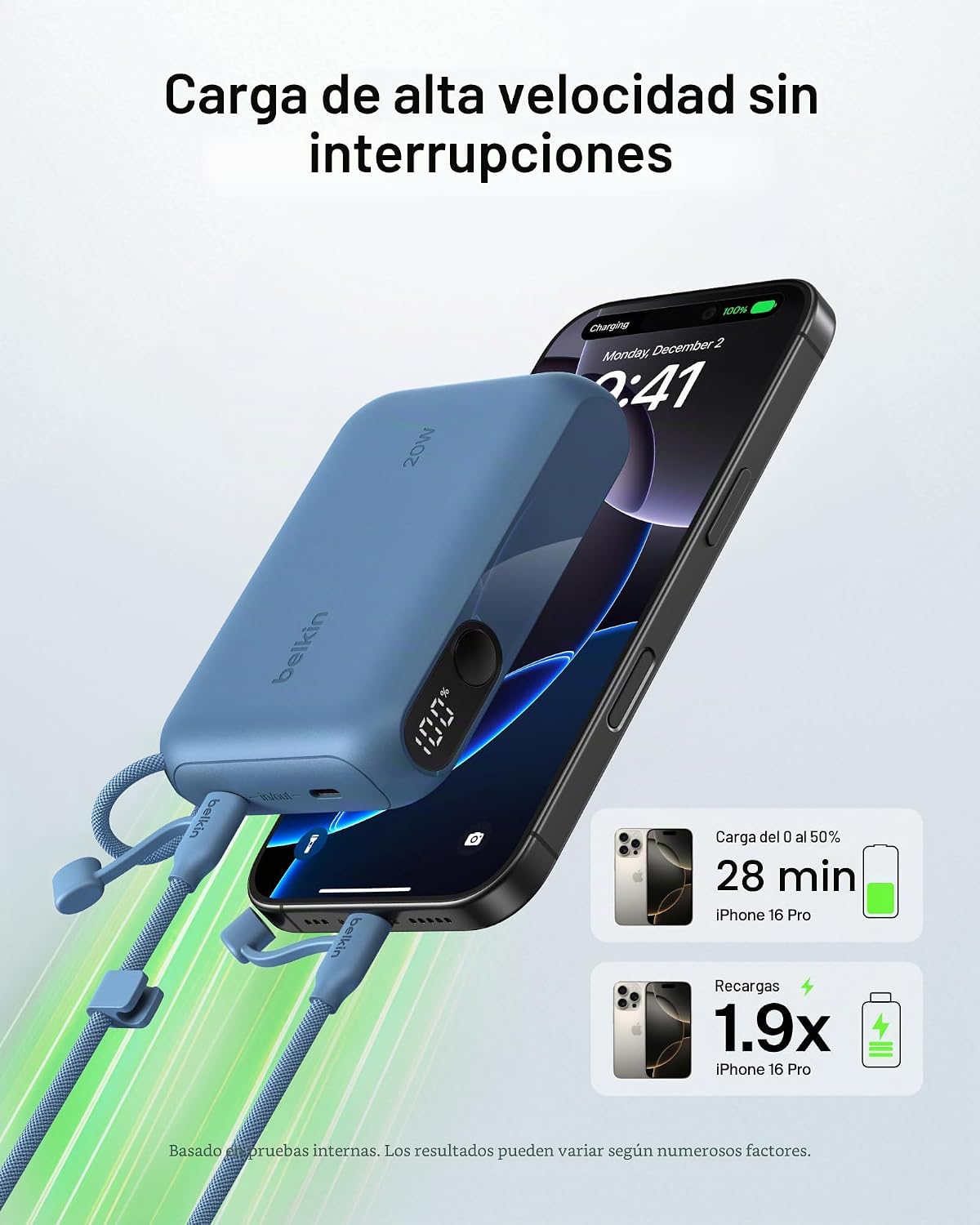 Belkin - Cargador portátil, batería de potencia USB-C delgada de 10...