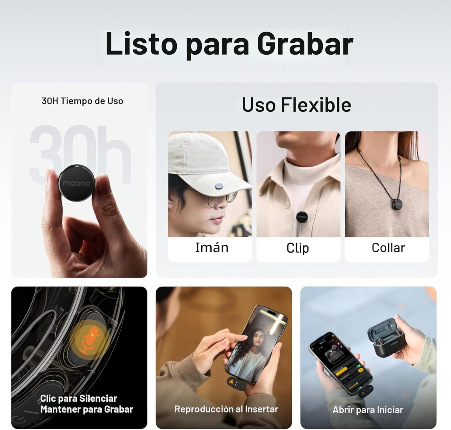 MAONO Micrófono inalámbrico Lavalier para iPhone 17\/16\/15\/Androi...