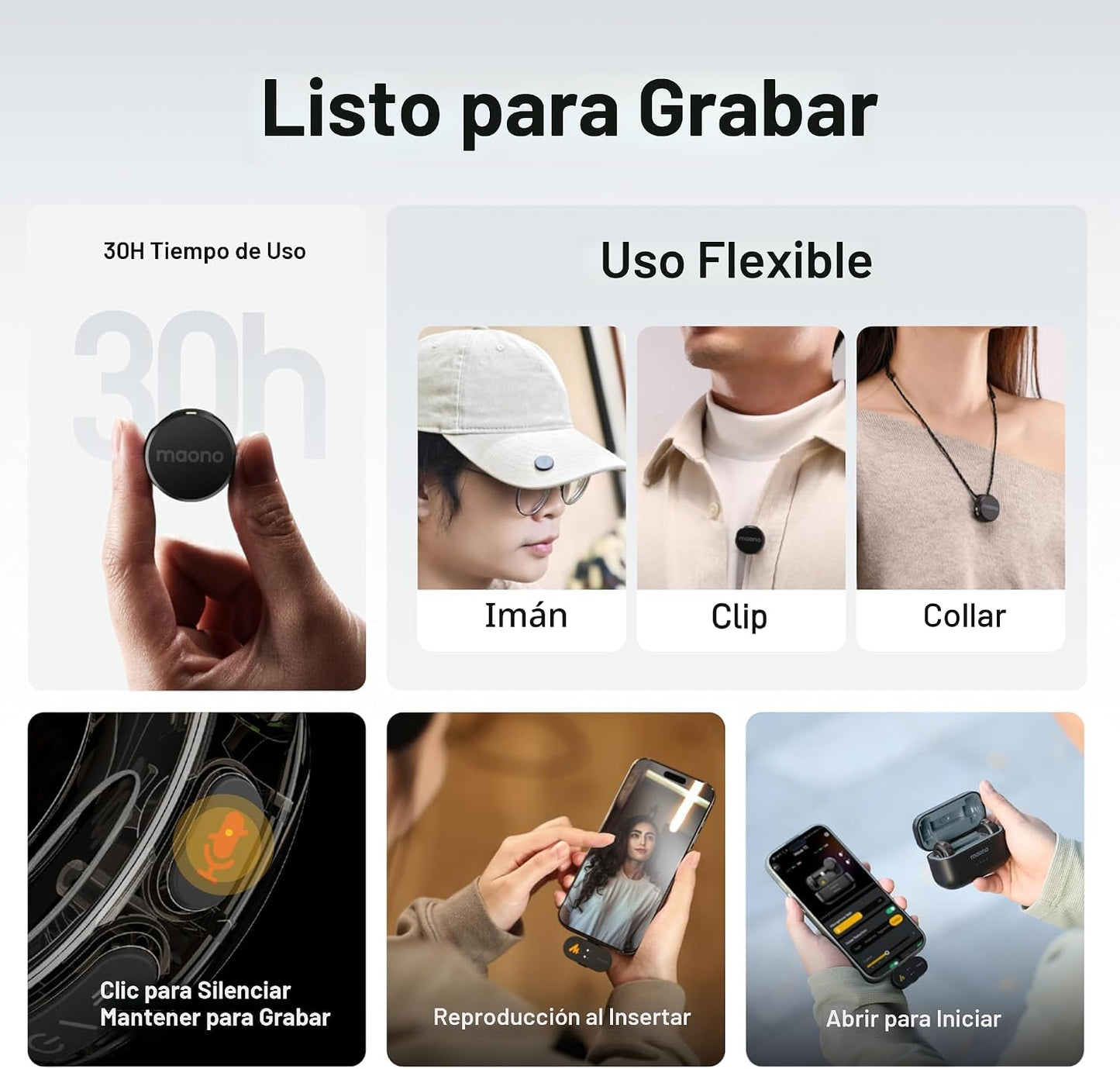 MAONO Micrófono Lavalier inalámbrico para iPhone\/Android\/cámara\/...