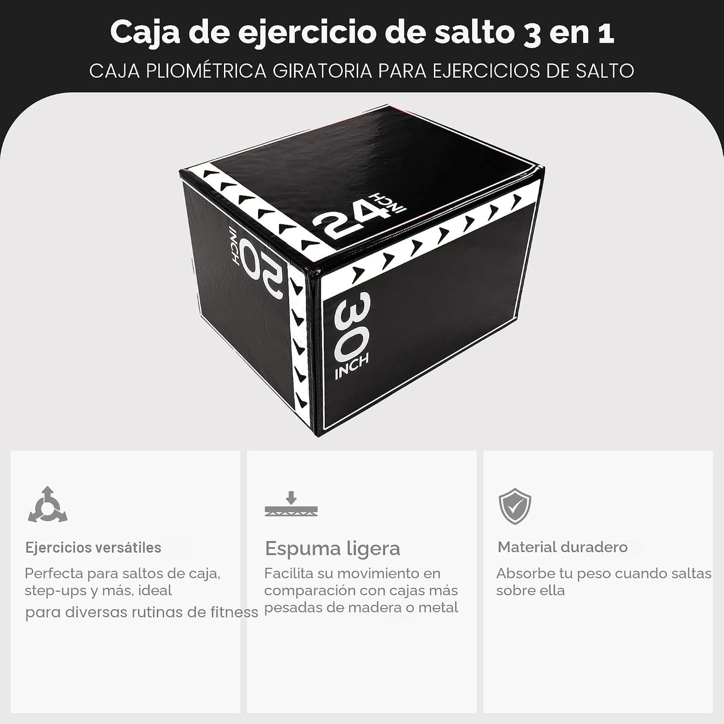 BalanceFrom Caja de salto pliométrica de espuma 3 en 1 para gimnasi...
