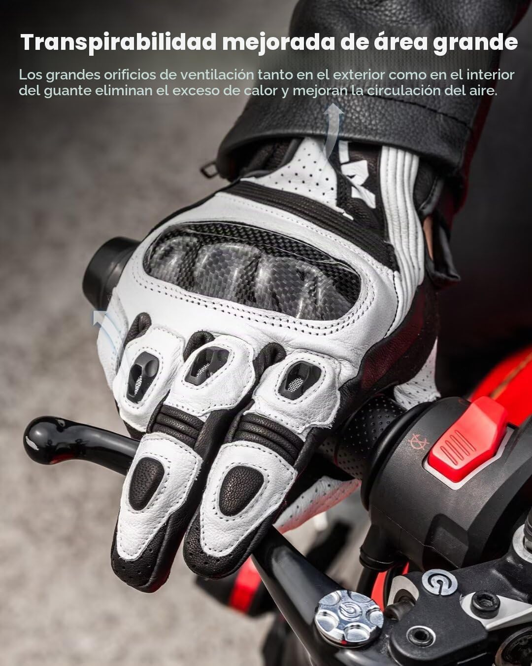 ILM Guantes de piel de cabra para motocicleta para hombres y mujere...