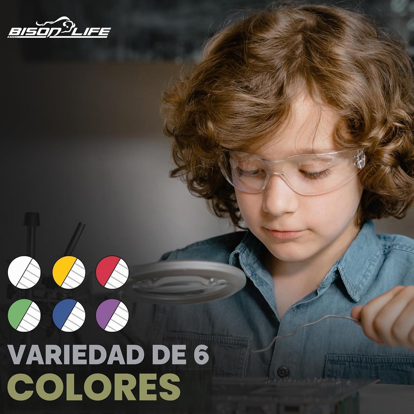 BISON LIFE Gafas de seguridad para niños, gafas protectoras para ni...