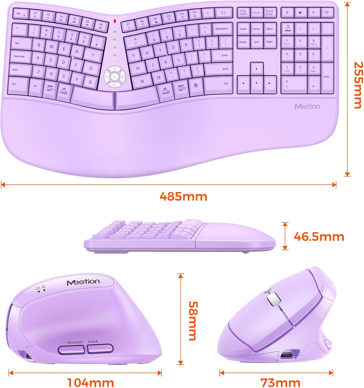 MEETION Combo de teclado y mouse ergonómico, ratón vertical de dise...