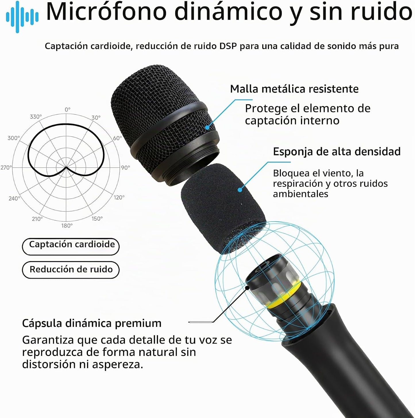 Loewieta Sistema de micrófono inalámbrico, juego de micrófono inalá...