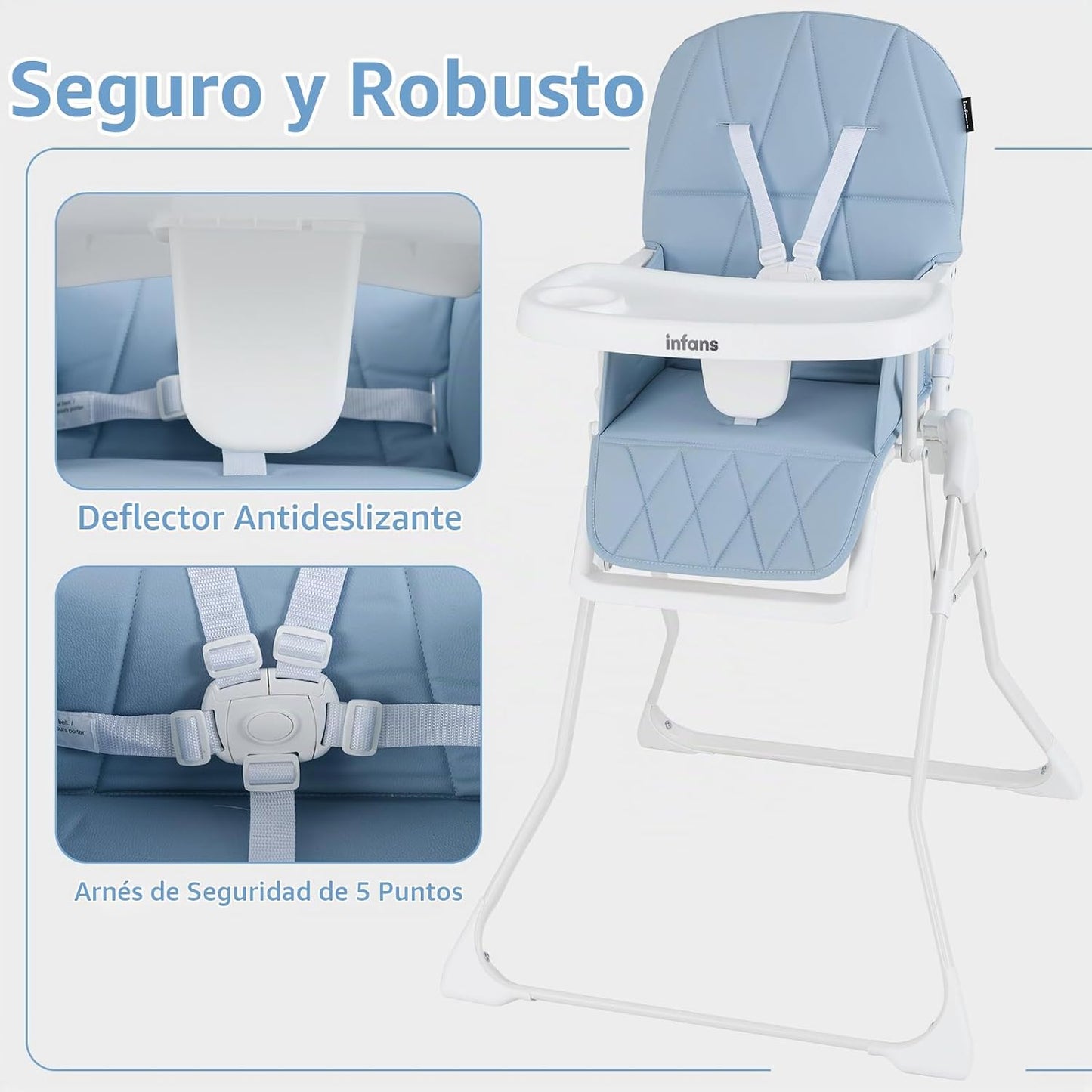 INFANS Silla alta para bebés, silla alta plegable portátil para beb...