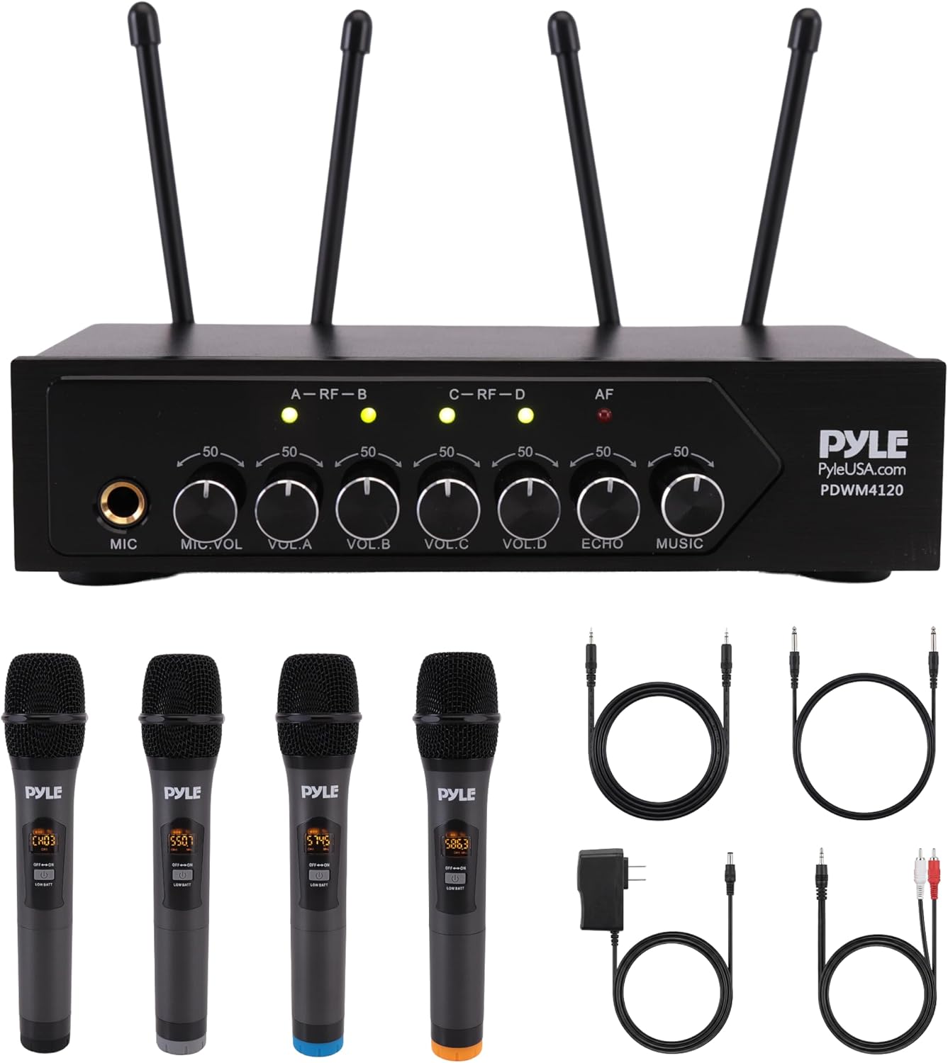 Pyle Micrófonos inalámbricos, micrófonos duales UHF profesionales p...