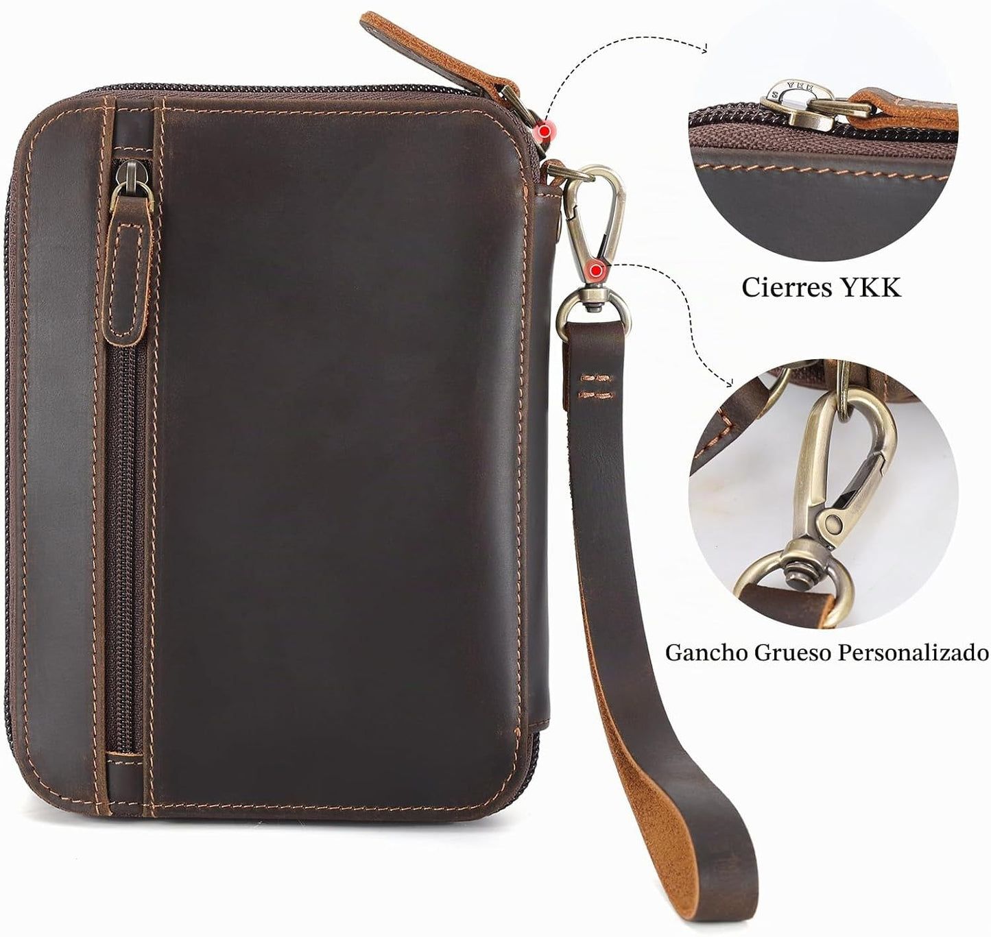 Polare - Cartera de cuero de grano completo para pasaporte familiar...