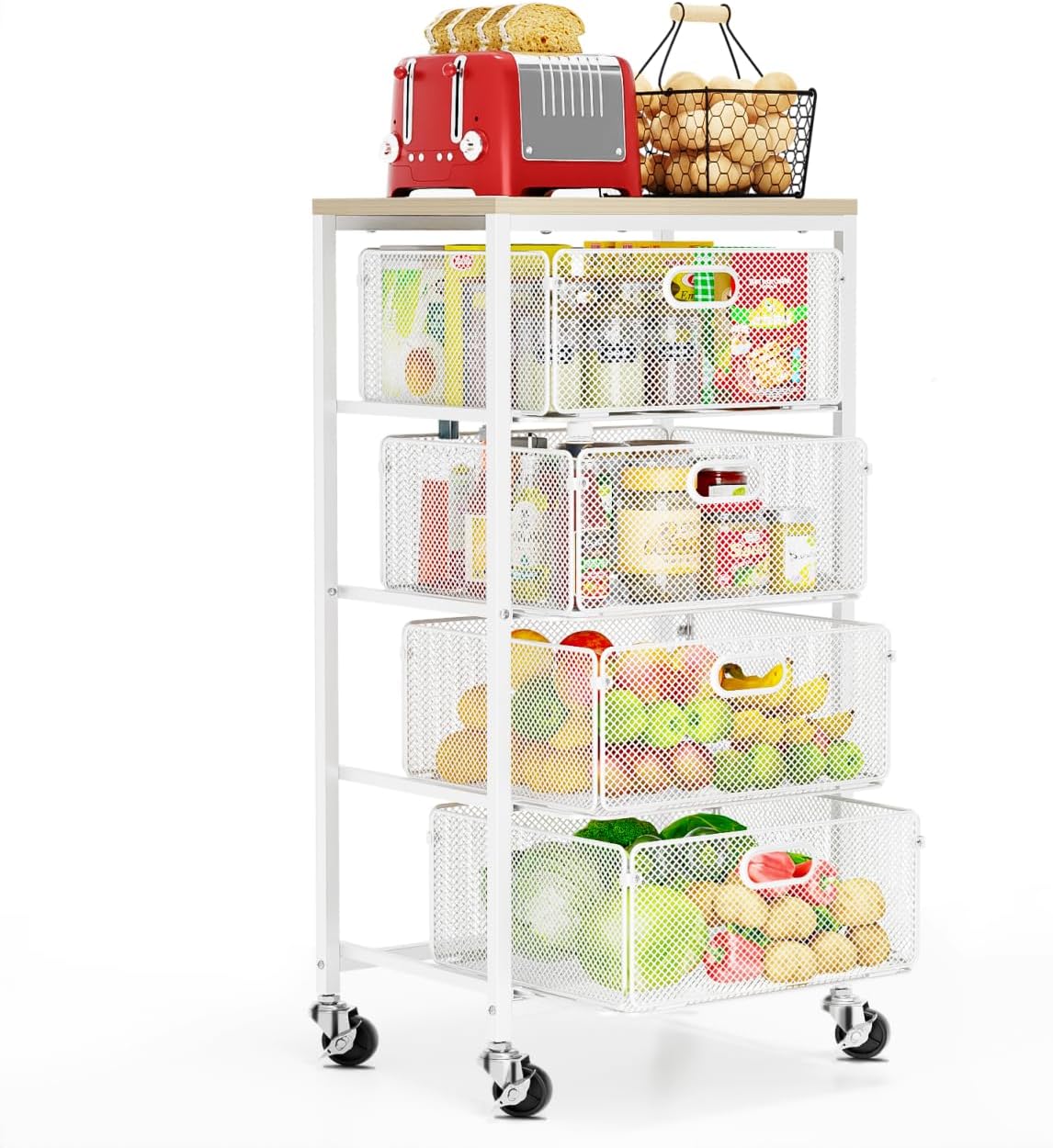 Goovilla Carrito de cocina con cajones, organizador de carrito util...
