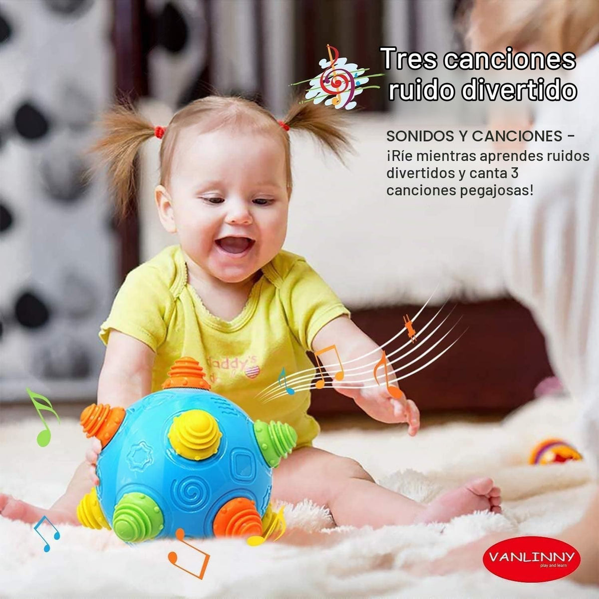 VANLINNY Juguetes de bebé para niños pequeños, bola de música que s...