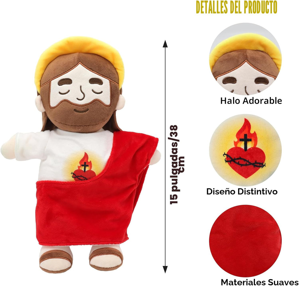 Yelakey Muñecos de peluche de Jesús relajantes con luz y sonido, mu...