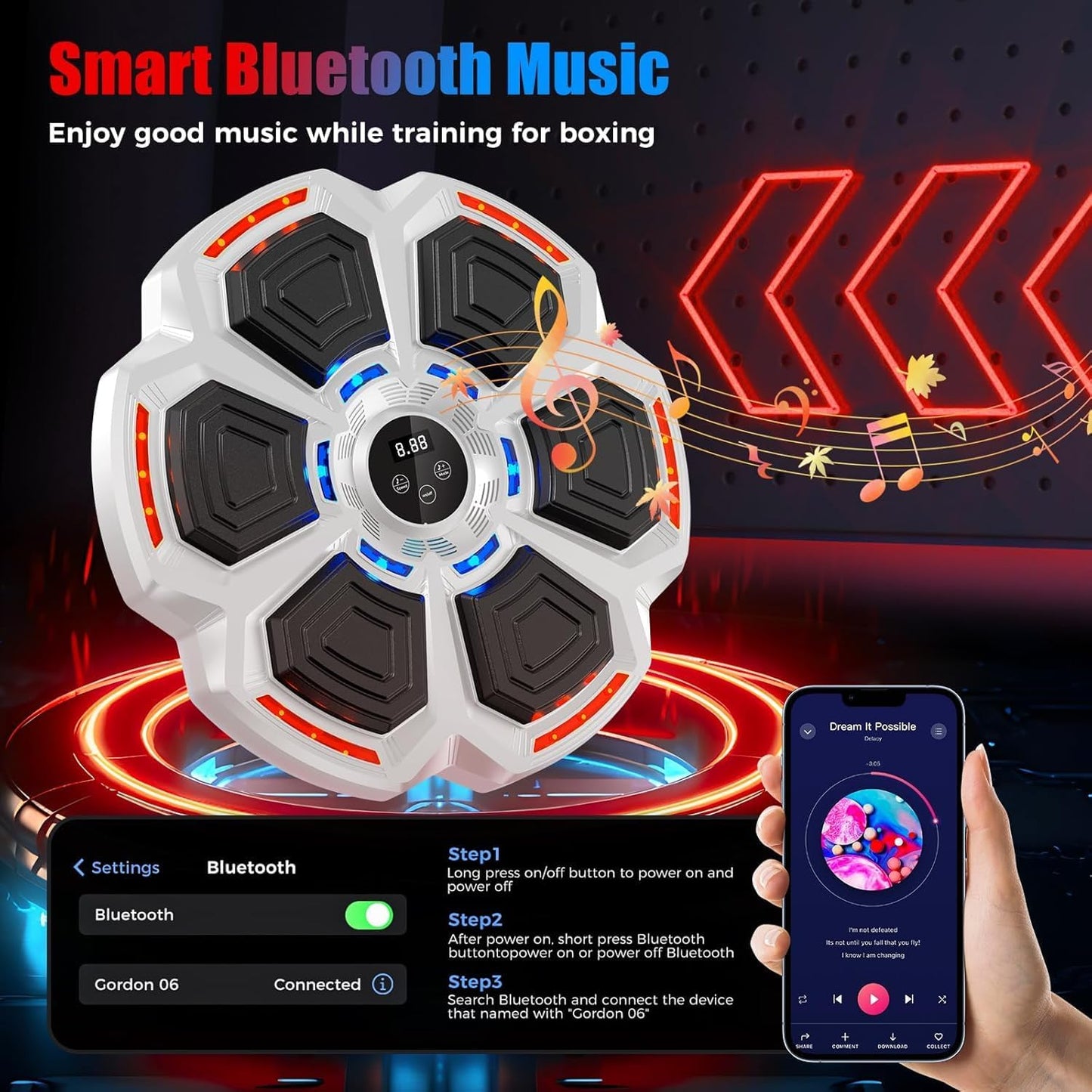 LOLBOX Máquina de boxeo musical para adultos y niños, máquina de en...